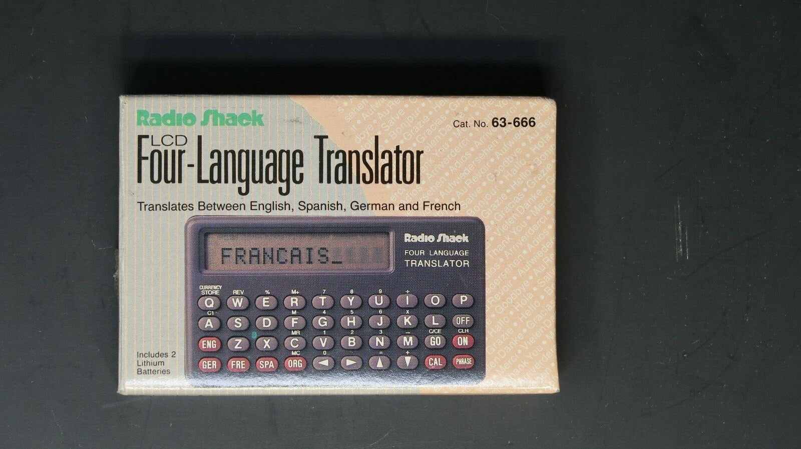 Radio Shack Four Language Translator 63-666 With Box and Manual