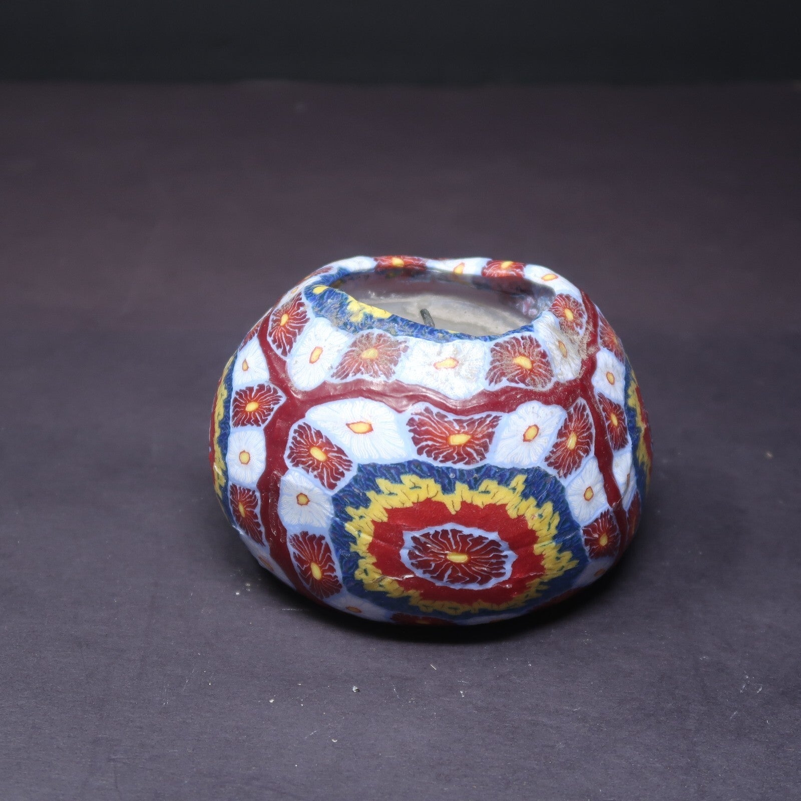 Colorful Millefiori Candle Over 1 lb. (Used)