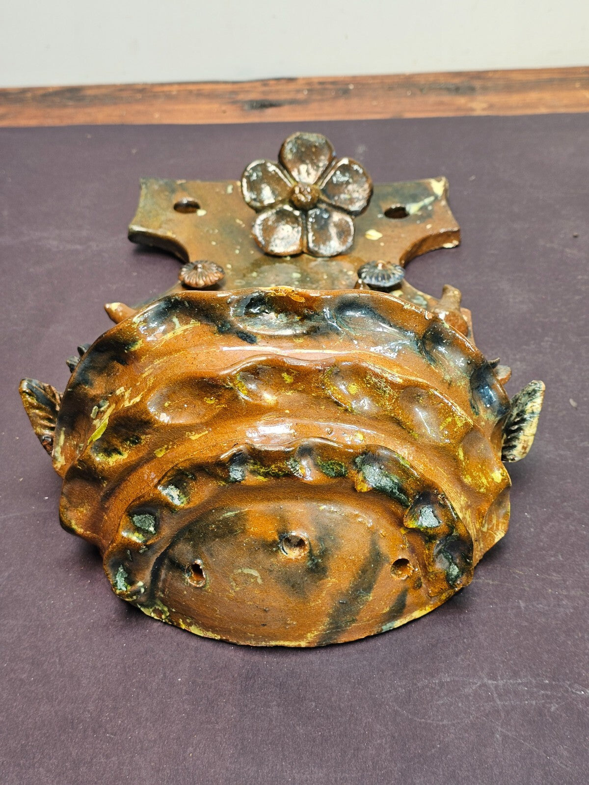 Vintage Mexican Tree of Life Pottery Metepec Wall Planter 16"H x 10"W x 5"D