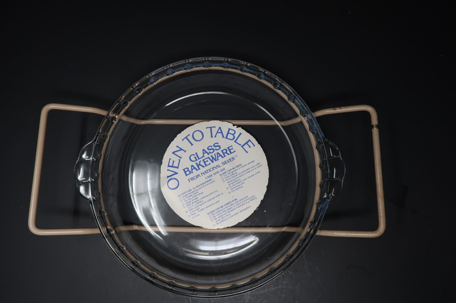 Oven to Table Glass Bakeware With Metal Stand Marinex About 10" x 10" x 1.75"