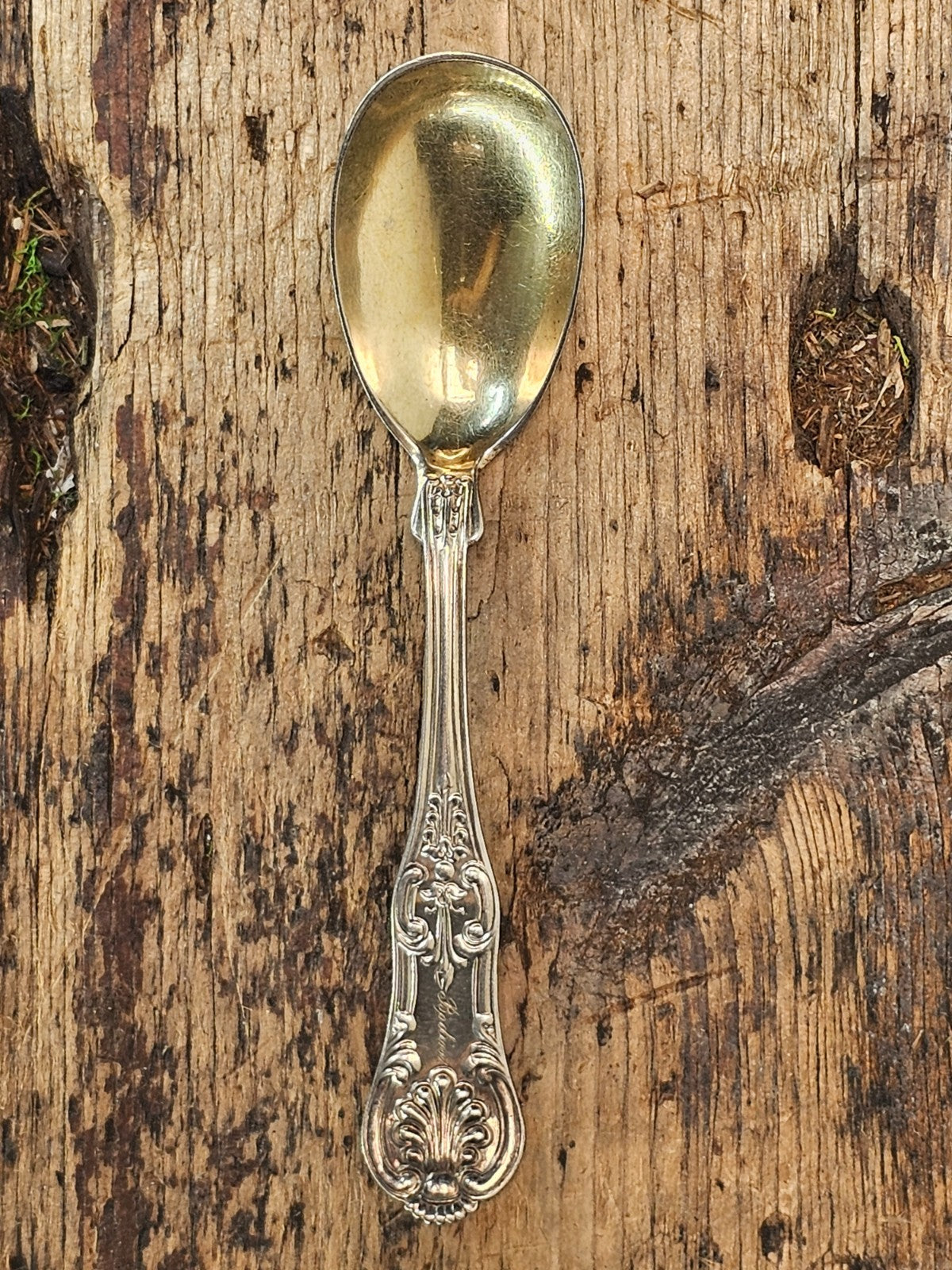 Antique French 950 Silver Gilt-Wash Feeding Spoon (c. 1900) 5"