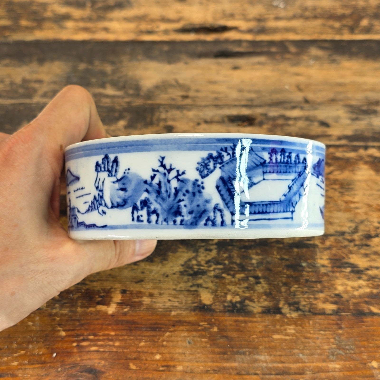 Vintage Chinese Porcelain Brush Washer / Narcissus Planter / Wine Coaster