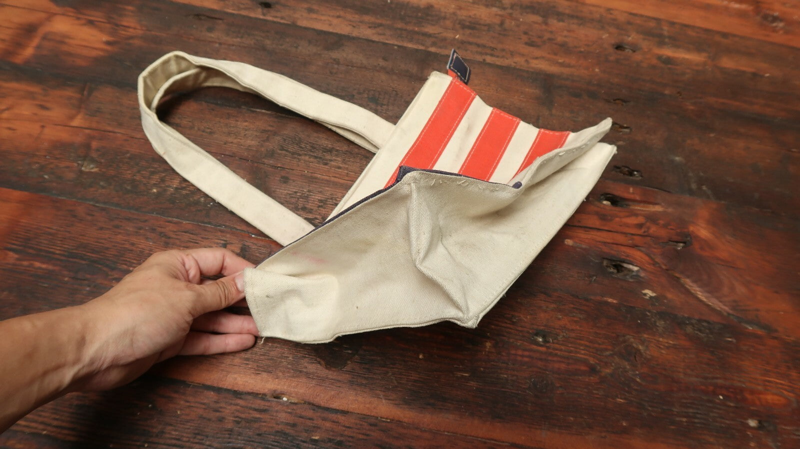 Vintage American Flag Canvas Handbag 12.5" x 8.5" x 4" Drop 9"
