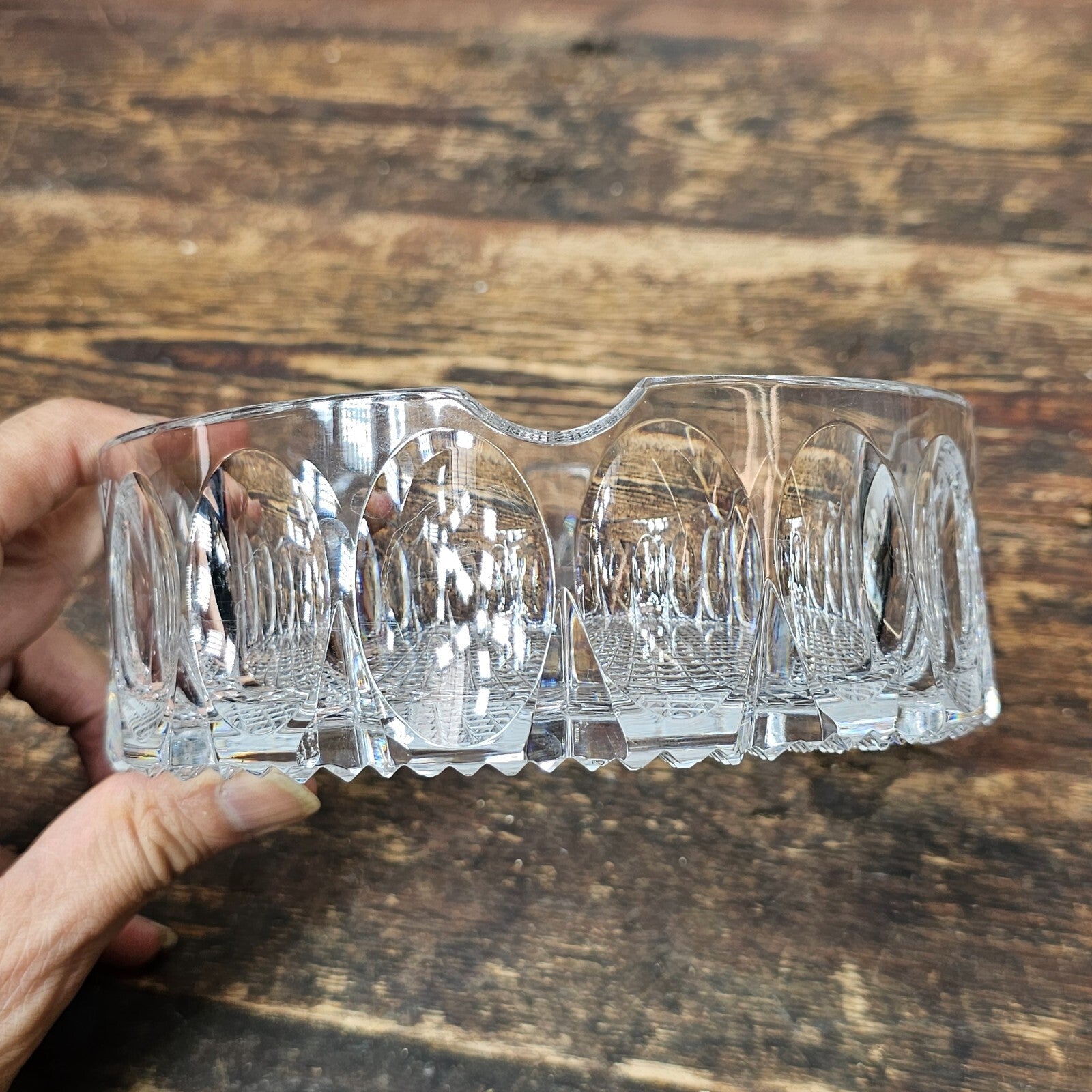 Vintage Crystal Glass Round Cigar Ashtray Trinket 6"Dia x 2"H