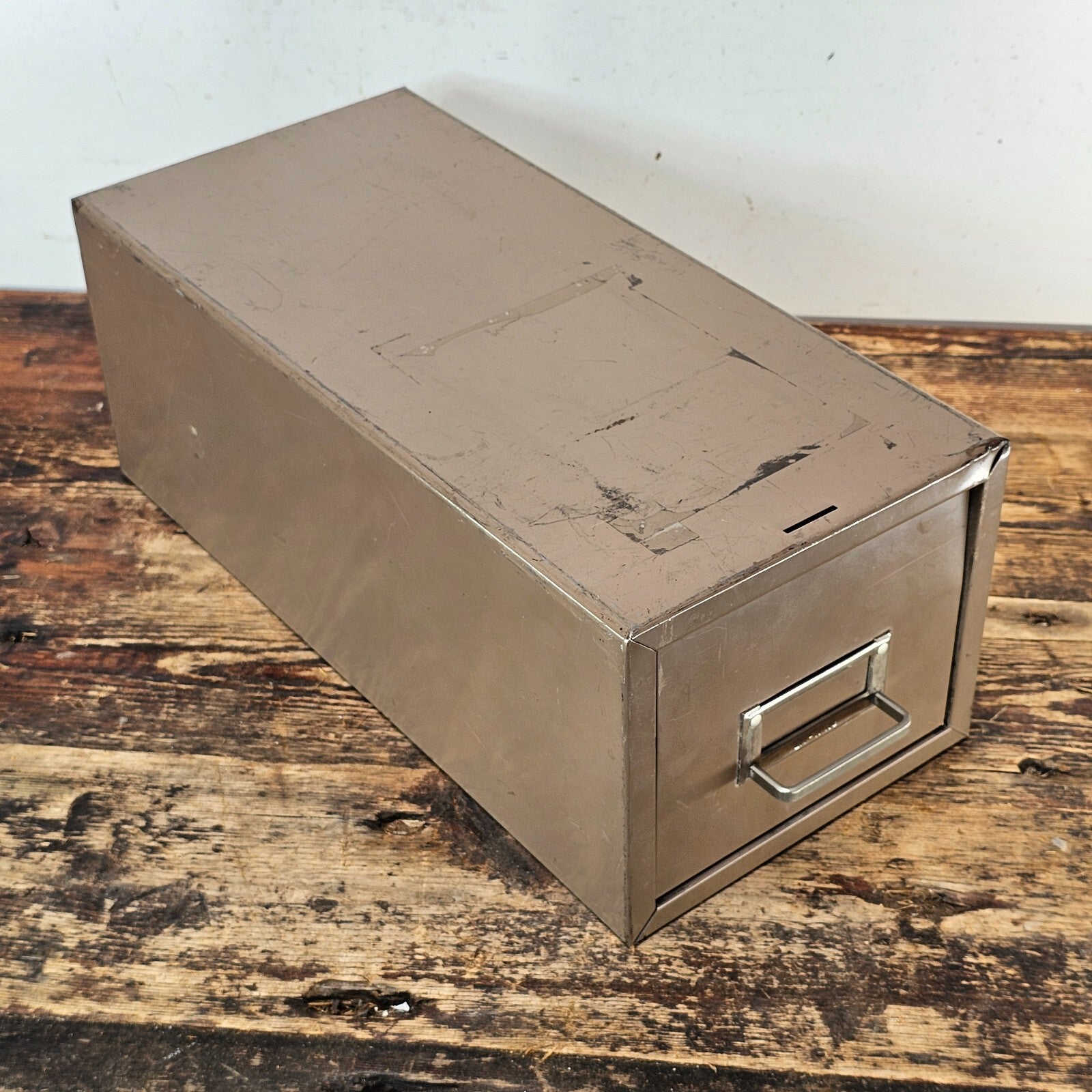 Vintage Metal Lit-Ning Card File Drawer