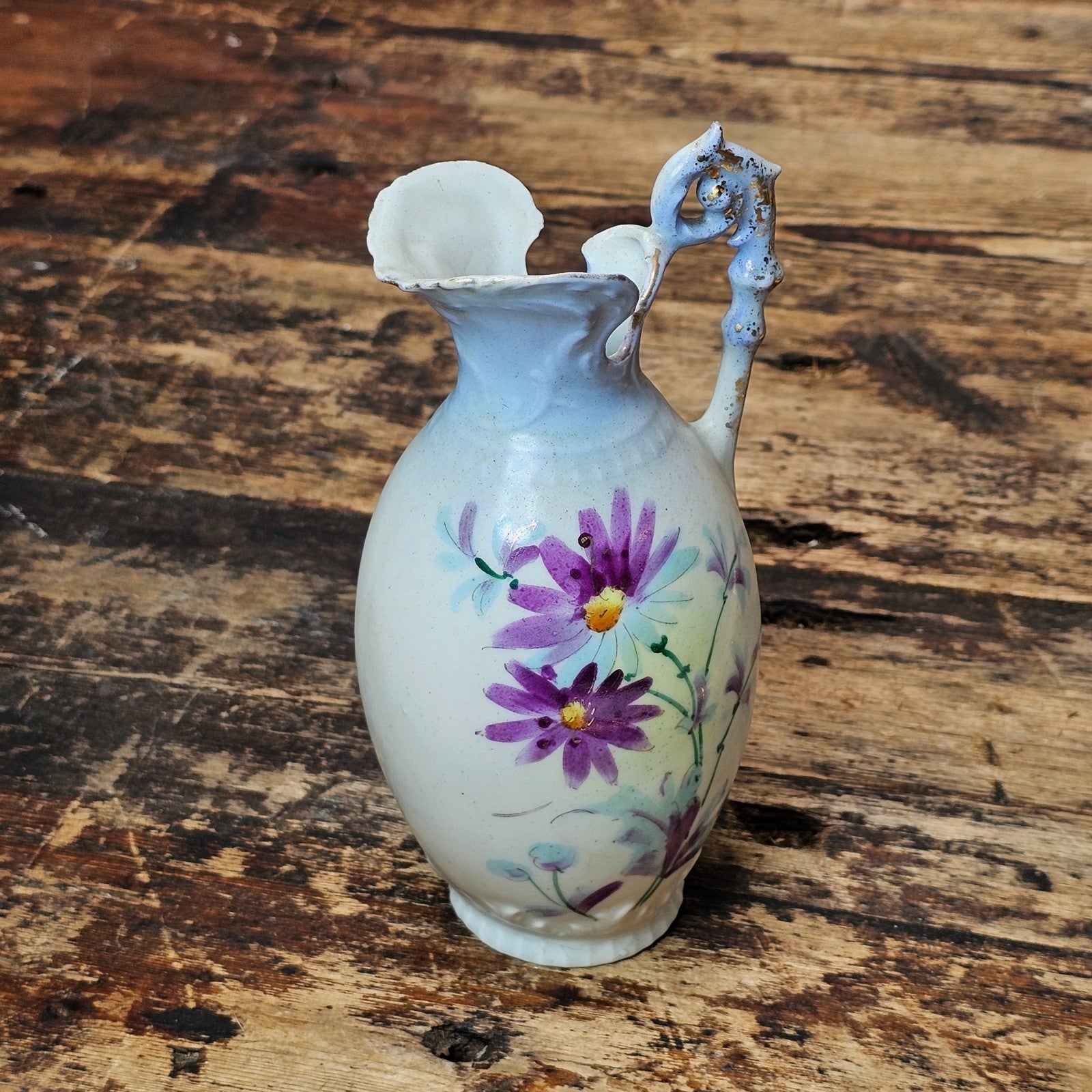 Antique Art Nouveau Floral Pitcher / Ewer, Made in Austria 6.25"H