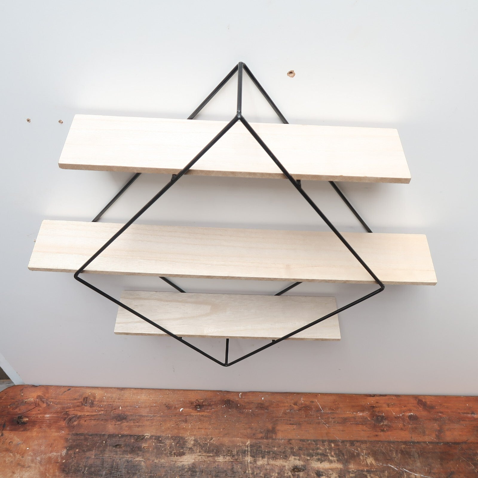 3 Tier Floating Shelves Geometric Diamond Wall Shelves H 23.5" x W 23.5" x D 4"
