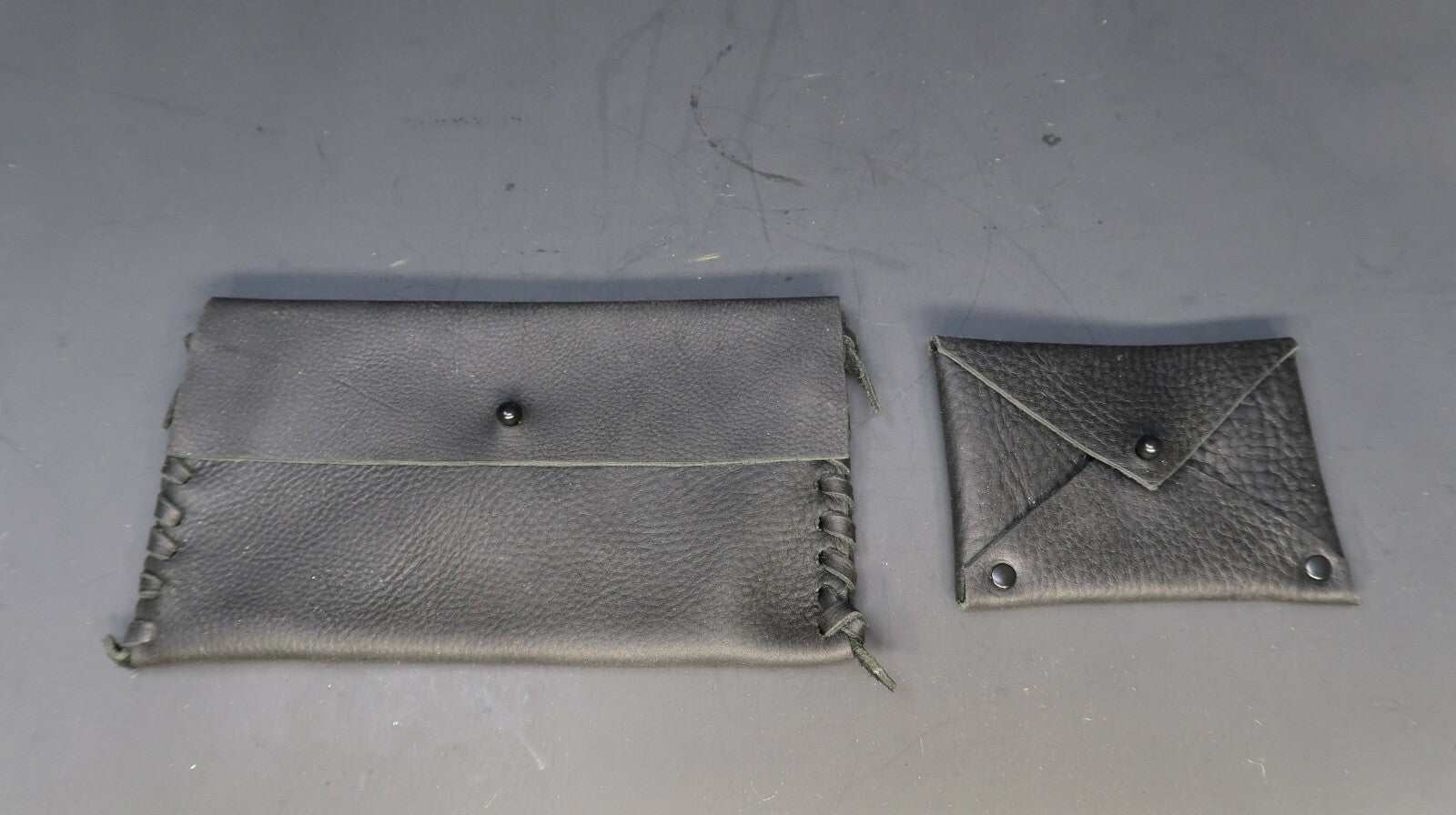 Handmade Black Leather Wallet / Cell Phone Case & Card Case