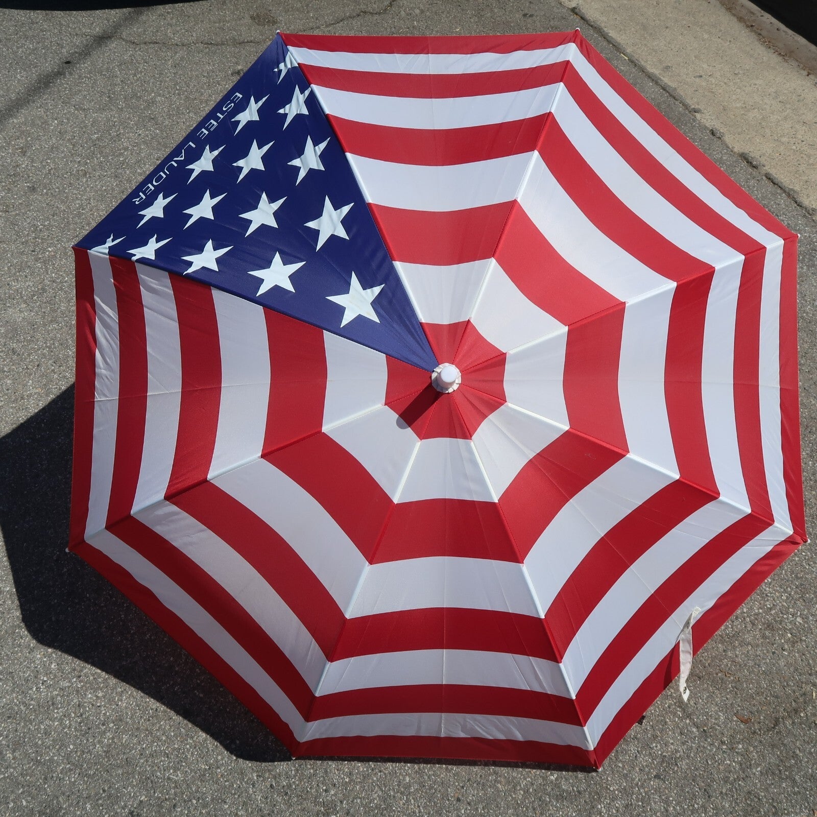 Set of 2 American Flag 30" x 51" With Pole & Estée Lauder American Flag Umbrella