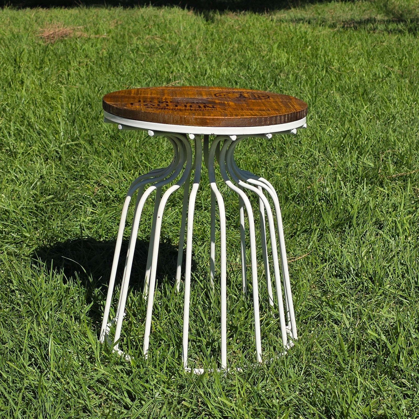 Urban Outfitters Paris Wire Base Side Table – Rustic Wood Top Discontinued