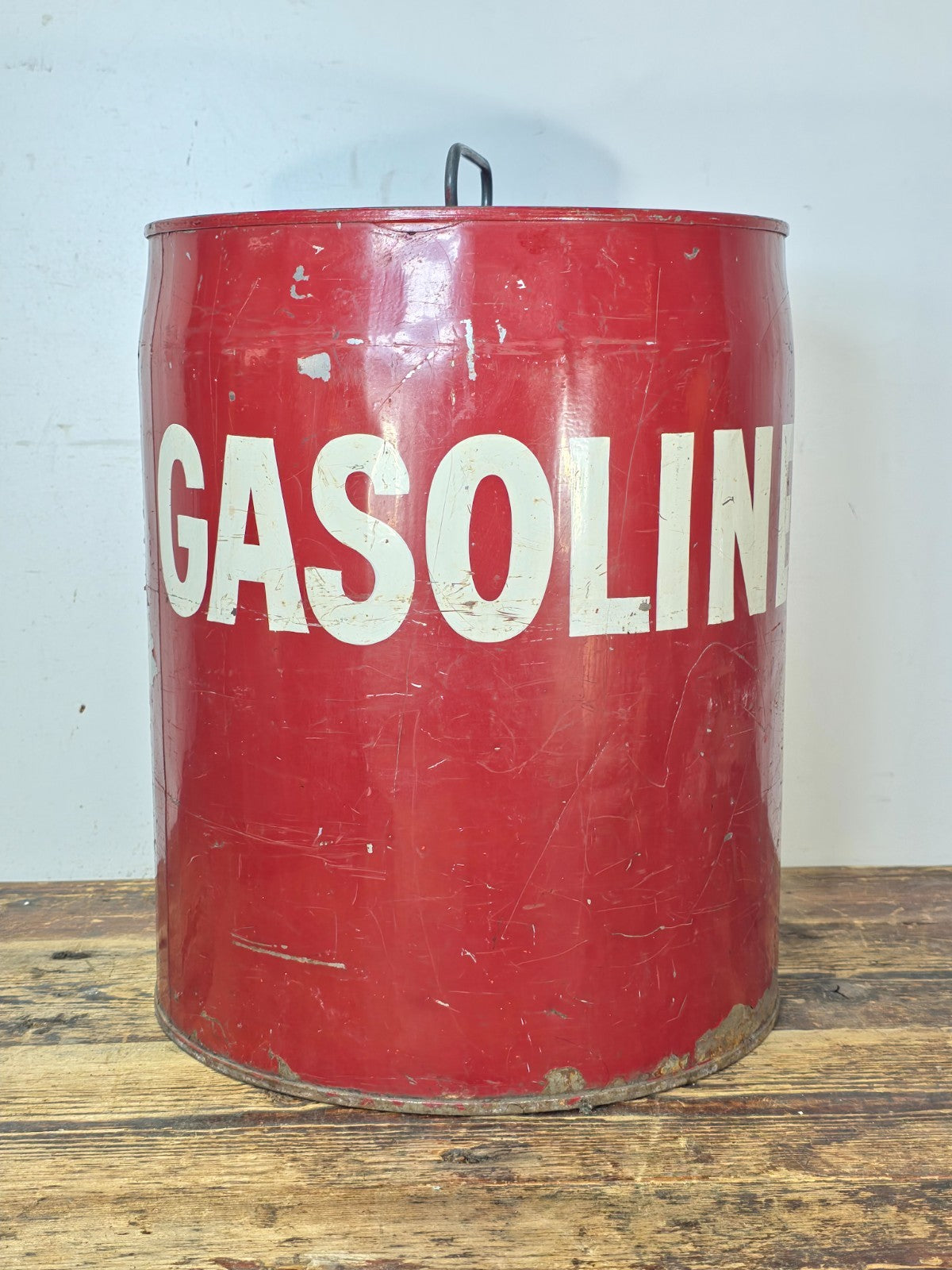 Vintage Gasoline Can – Myers Drum Co. 1978 – Industrial Red Metal Drum Decor