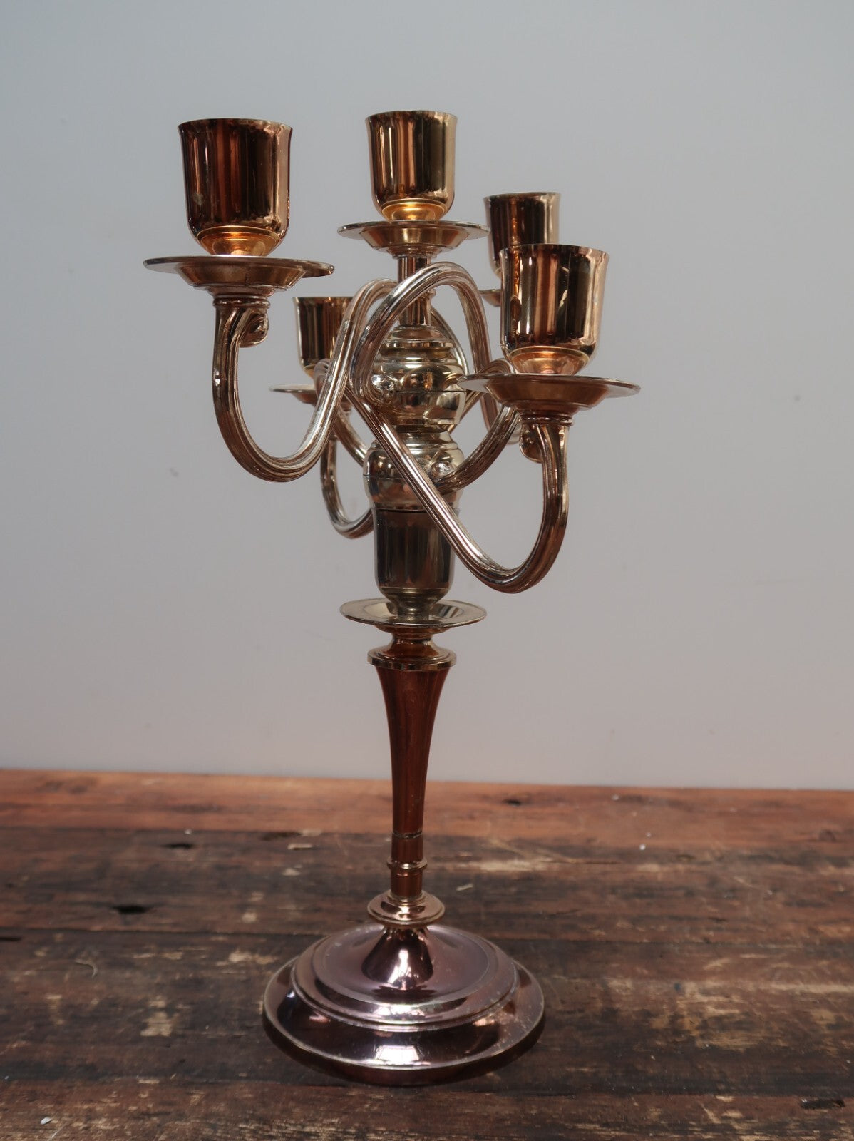 5 Candle Metal Candelabra Candle Holder Stand Chrome H 13"