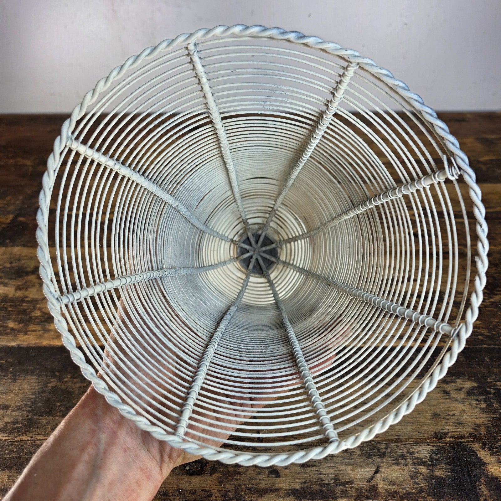 Shabby Chic Wire Urn Basket in White 8.25"Dia × 9.5"H