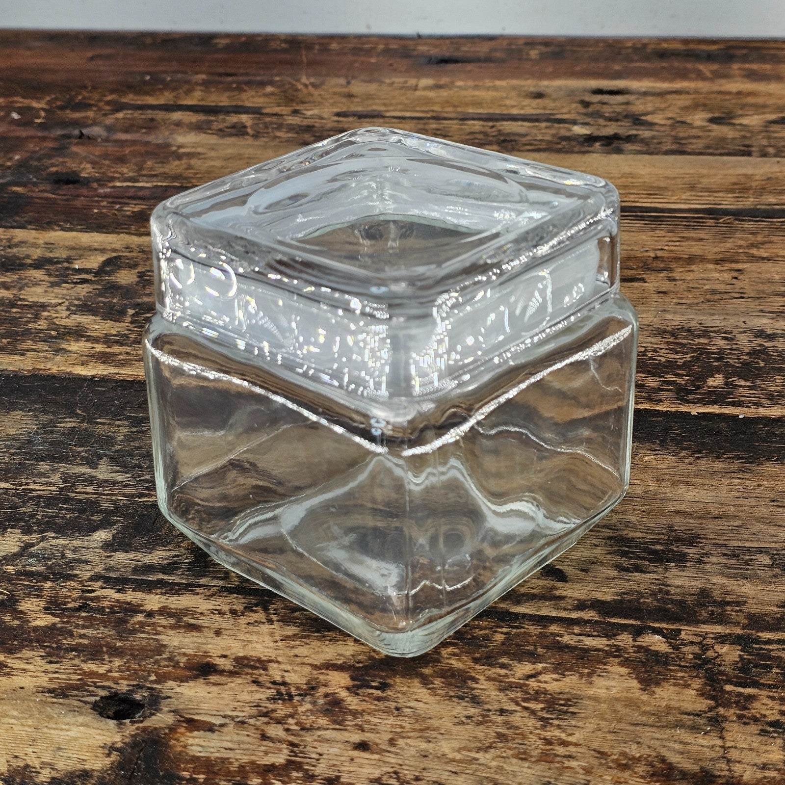 Vintage American-Made Square Glass Canister / Kitchen Storage Jar with Seal