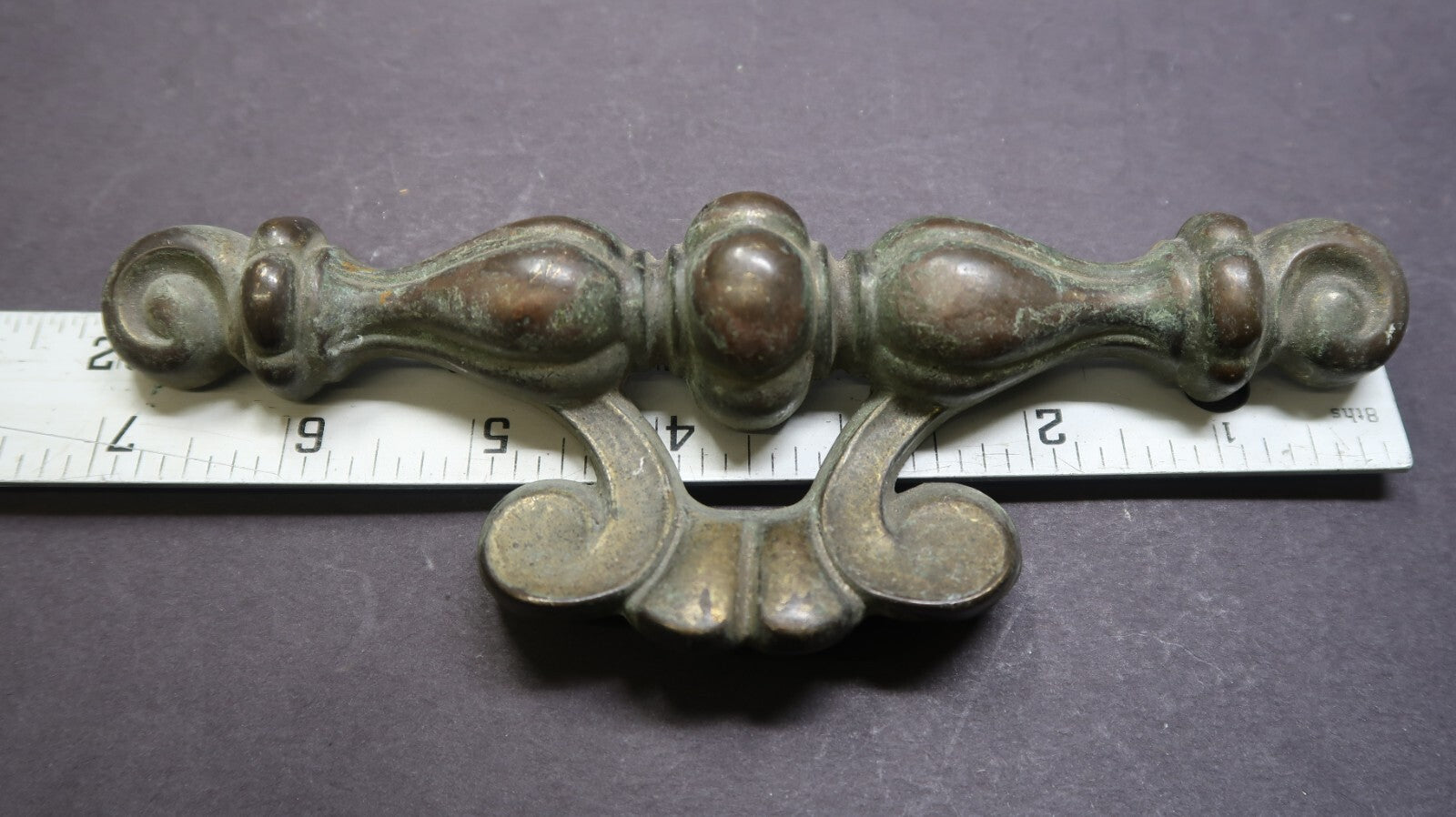 Ornate Victorian Brass Drawer Handle Pull 7" Rustic Vintage (C)