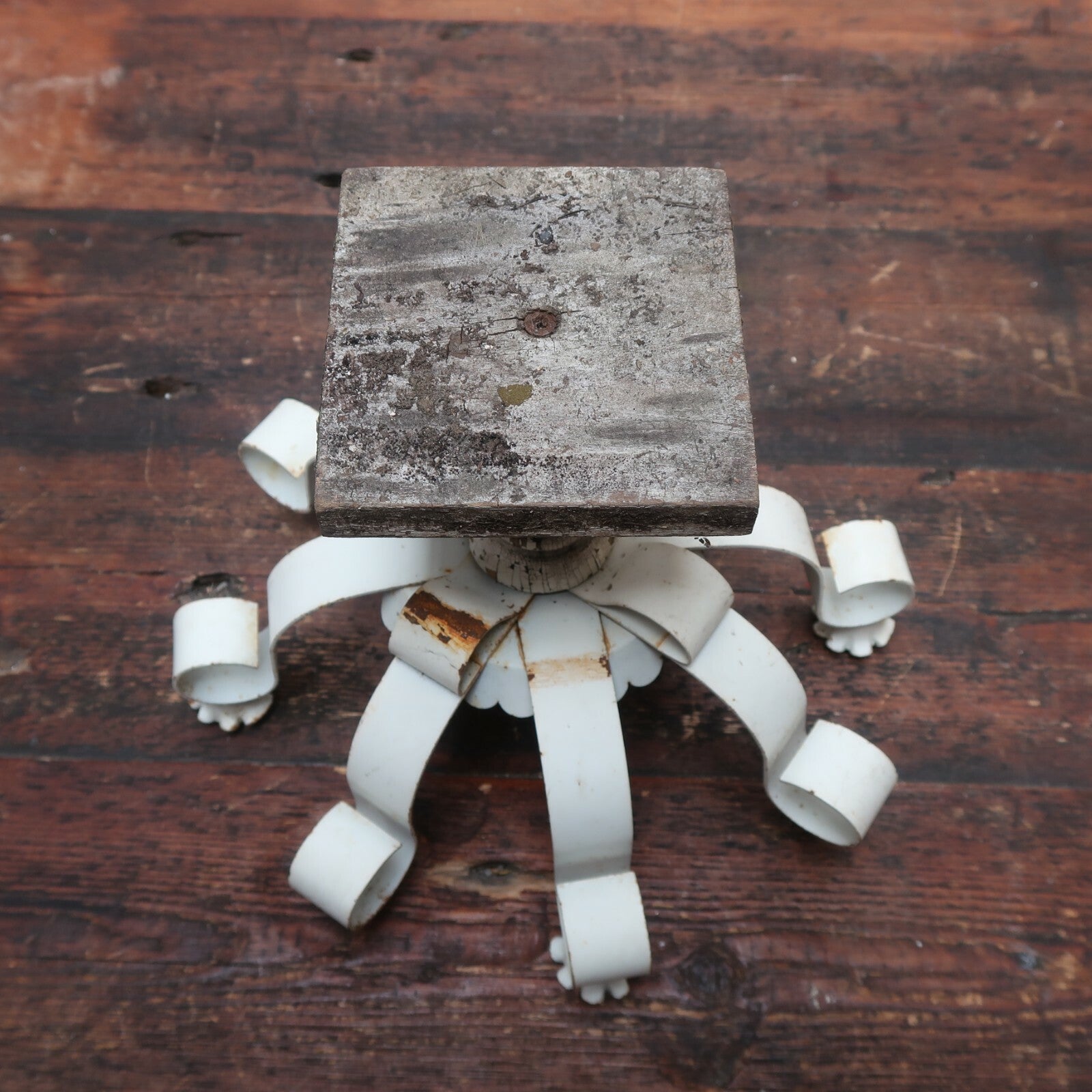 Vintage Candle Holder Planter Shabby Chic White 10" x 10" x H9"