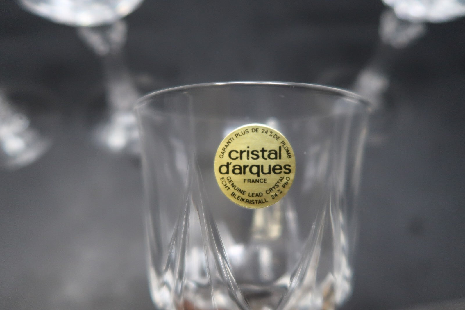 Set of 4 Cristal D'Arques Crystal Wine Goblets Glasses 3" x 3" x H 6" (each)