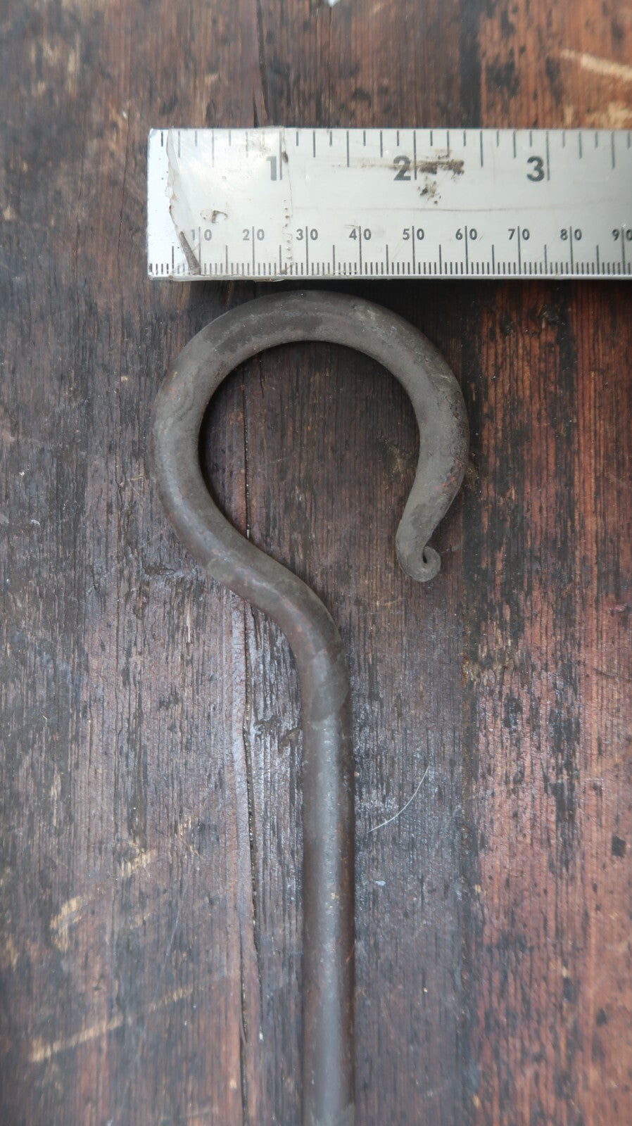 Hand Forged 14" L Wrought Iron Hook Blacksmith Antique