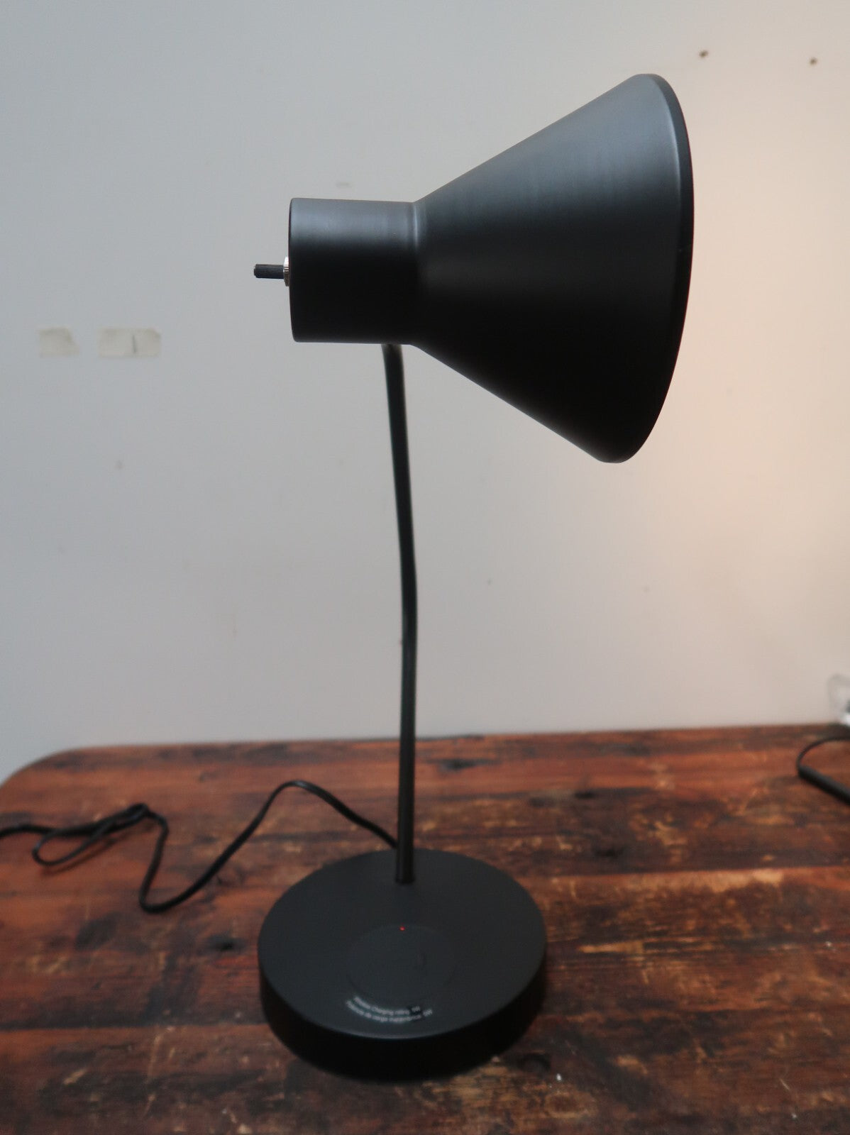 Black Task Lamp with Wireless and USB Charging Station