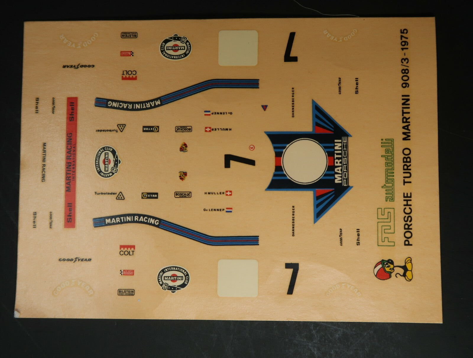 PORSCHE 908/3 TURBO MARTINI 1975 DECAL decals 1/43