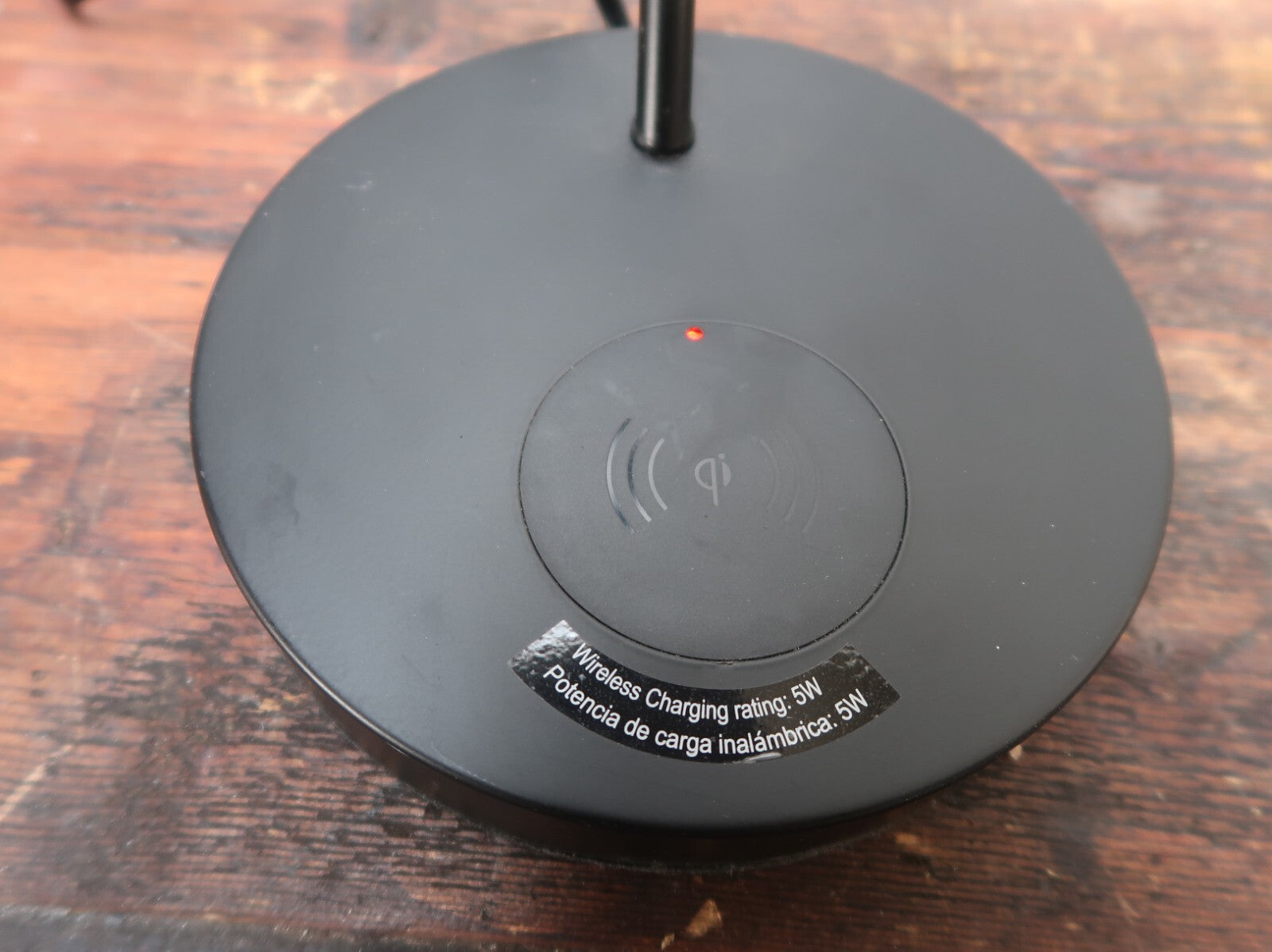 Black Task Lamp with Wireless and USB Charging Station