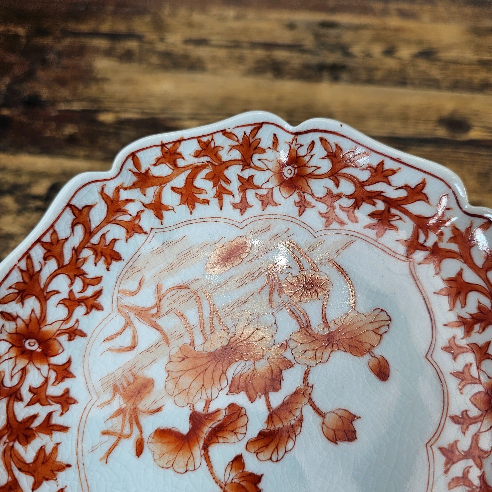 Vintage Lotus Plate & Ashtray | Hand-Painted in Hong Kong on Japanese Earthenwar