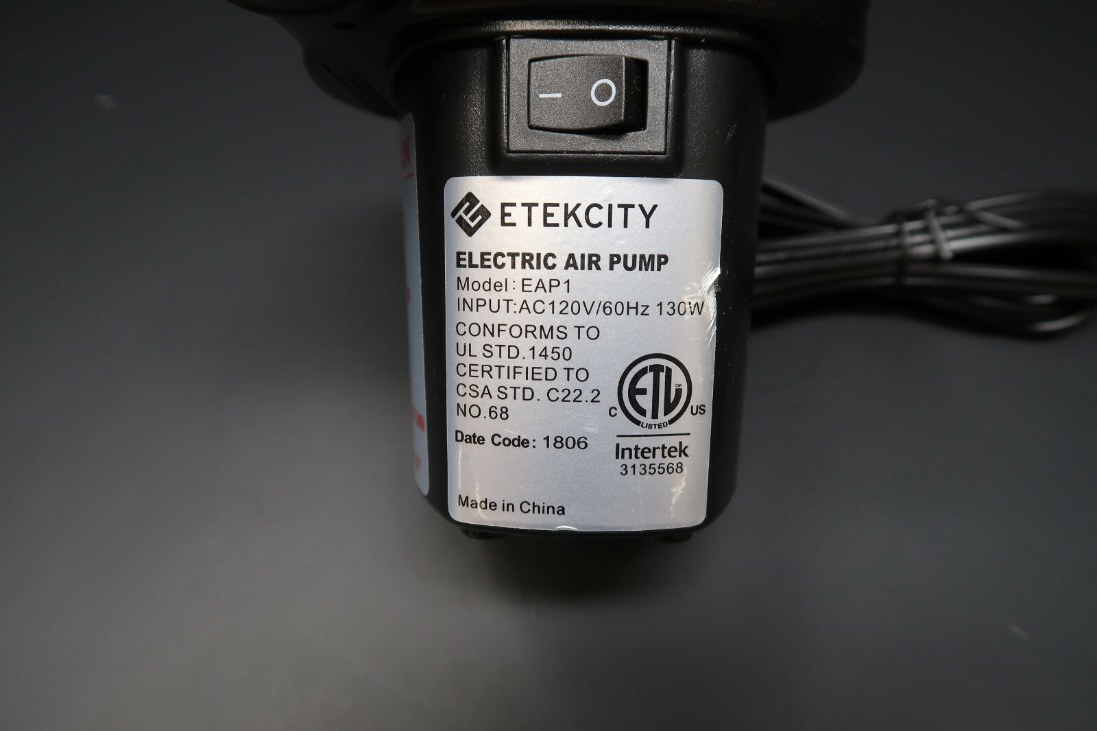 Etekcity Electric Air Pump Model EAP1 Air Mattresses (No Nozzle Body only Works)