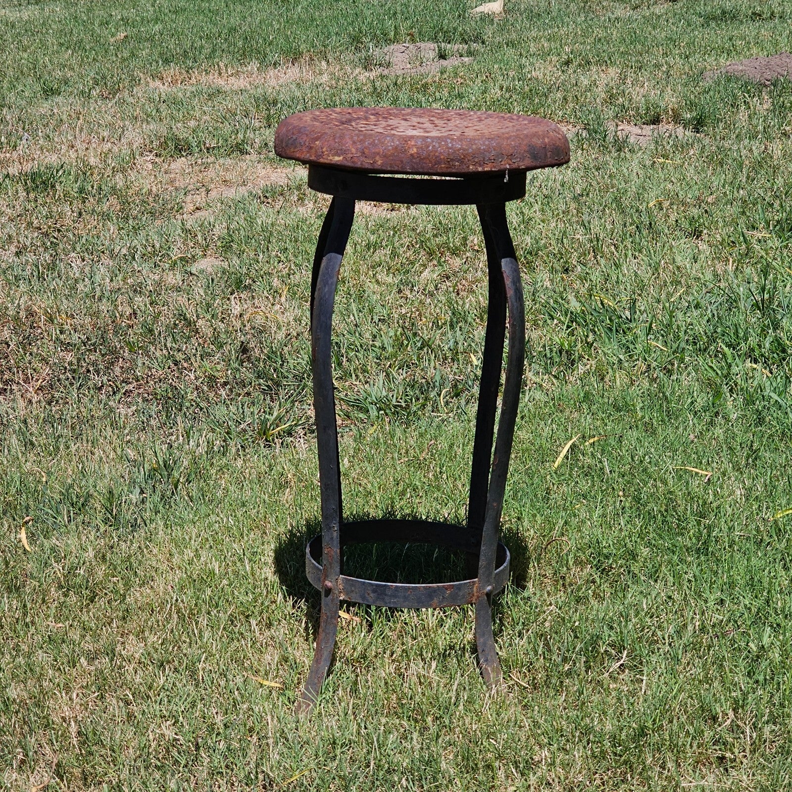 Rustic Metal Stool / Plant Stand 11.5" x 11.5" x 24" H