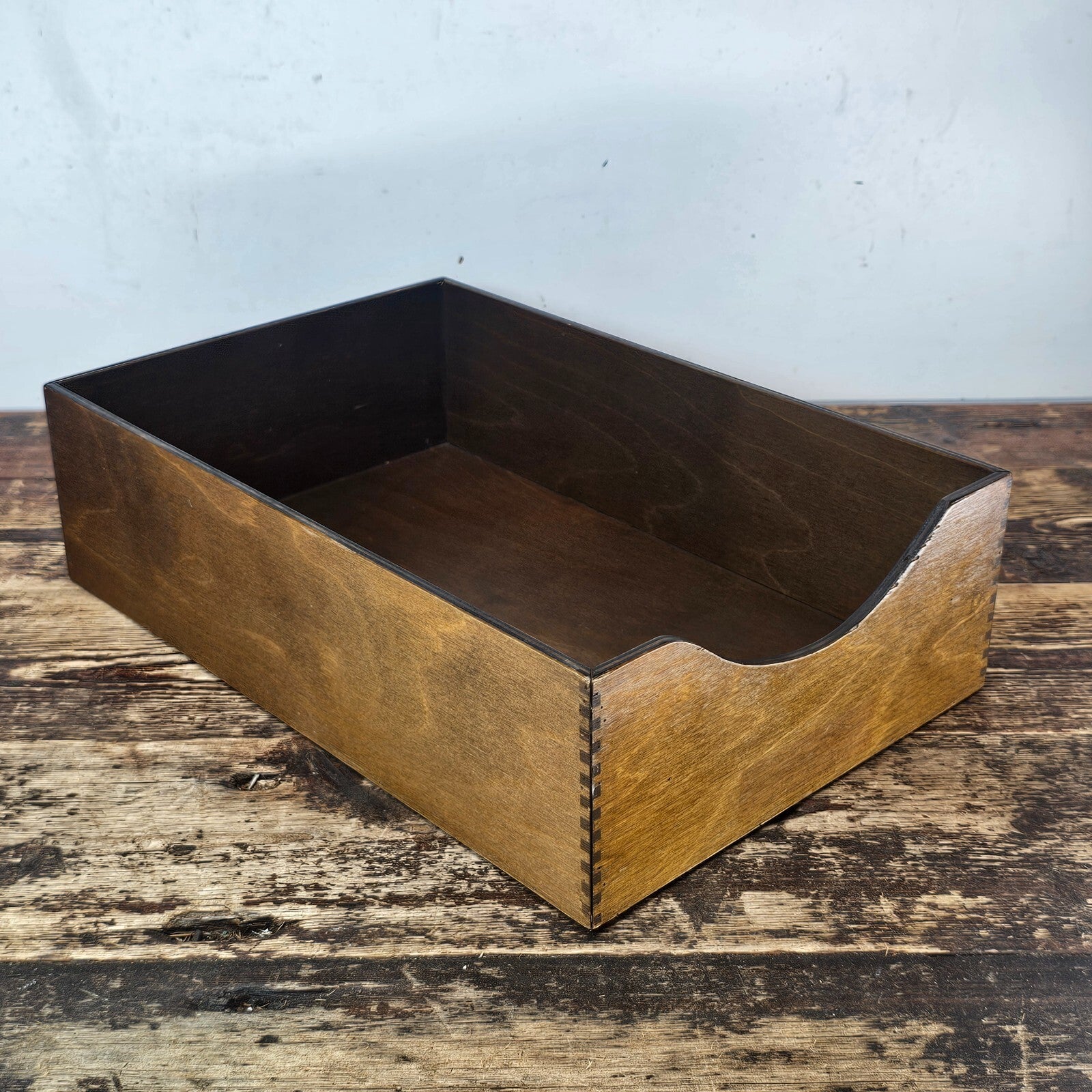 Vintage Walnut Deep Desk Tray / Document Organizer (1950s-1960s) 4.25"H