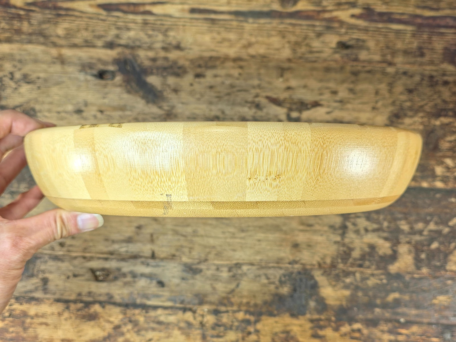 Handcrafted Round Bamboo Serving Tray Bowl