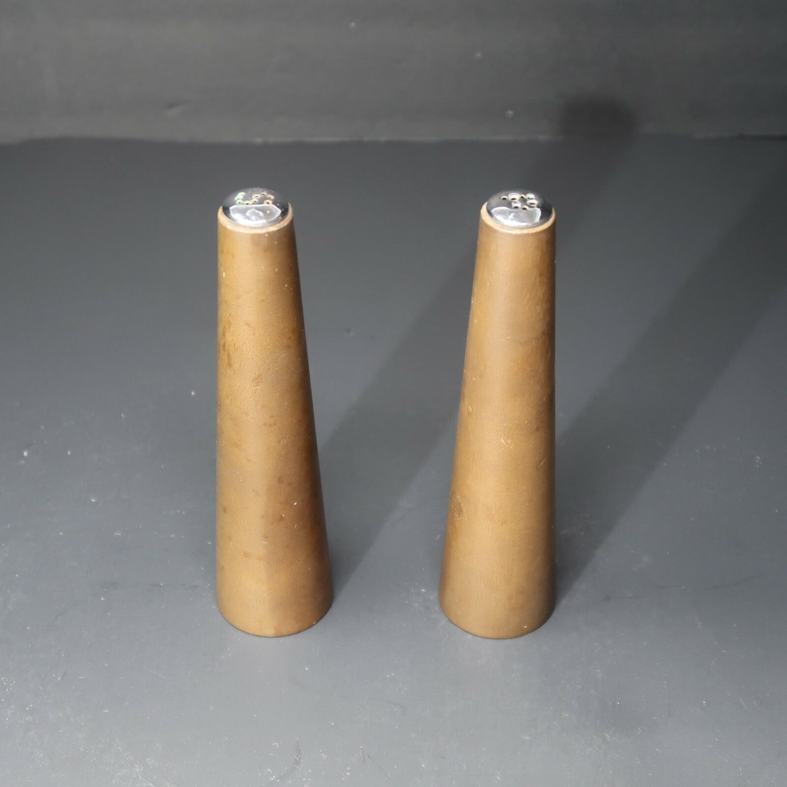 Mid Century Modern Composite Wood Salt & Pepper Shakers H 6.5"