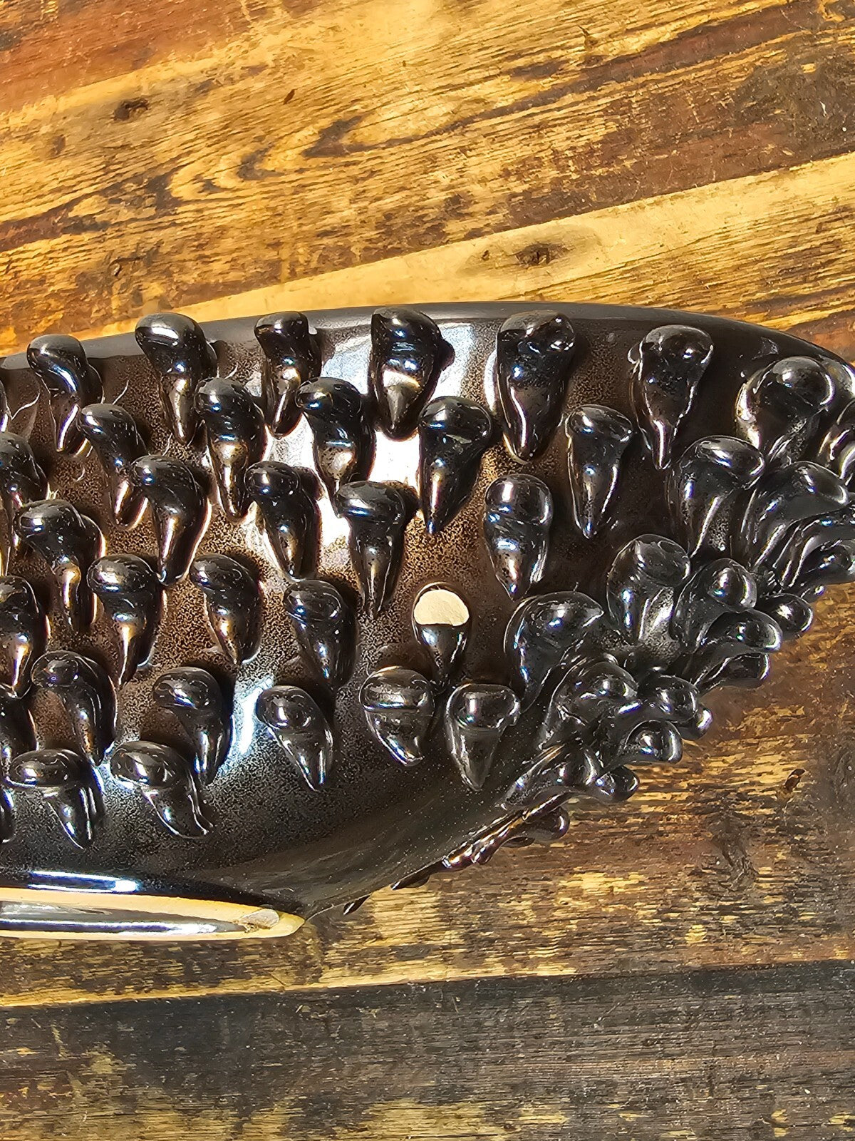 Modern Design Oval Spiked Ceramic Bowl 8.25"W x 23"L x 3.75"H