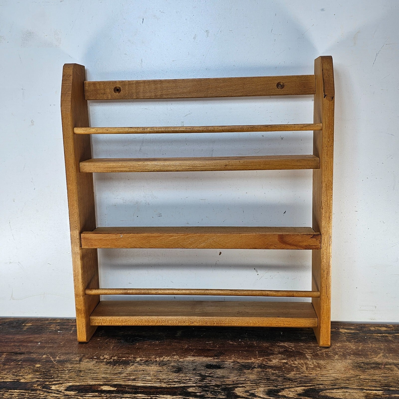 Vintage Rustic Wood Spice Cabinet Rack Wall Mounted 14"H x 12.75"W x 2.75"D