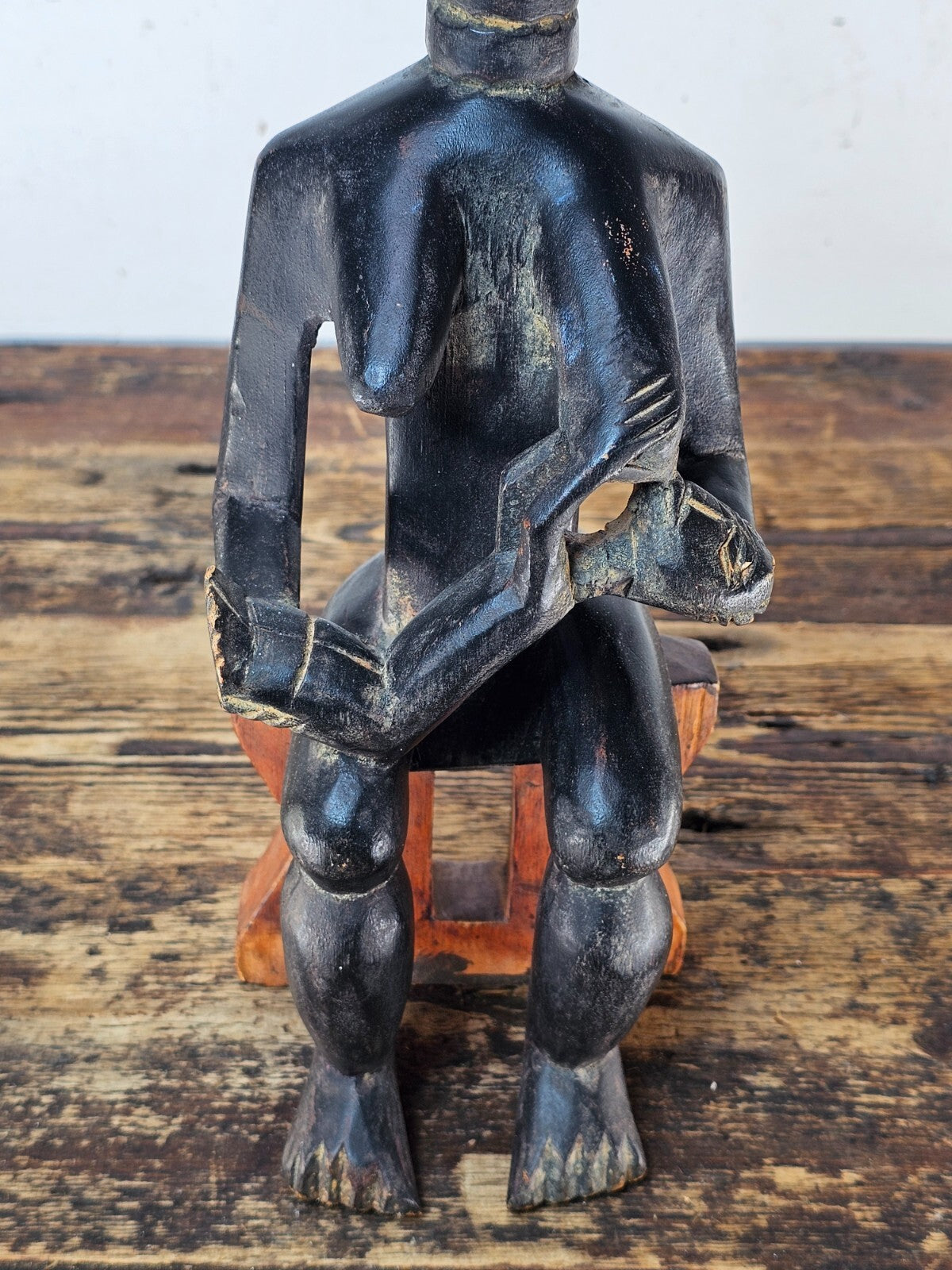 Ghana Ashanti Traditional Wooden Maternal Figure 15"H x 4.75"W x 4"D