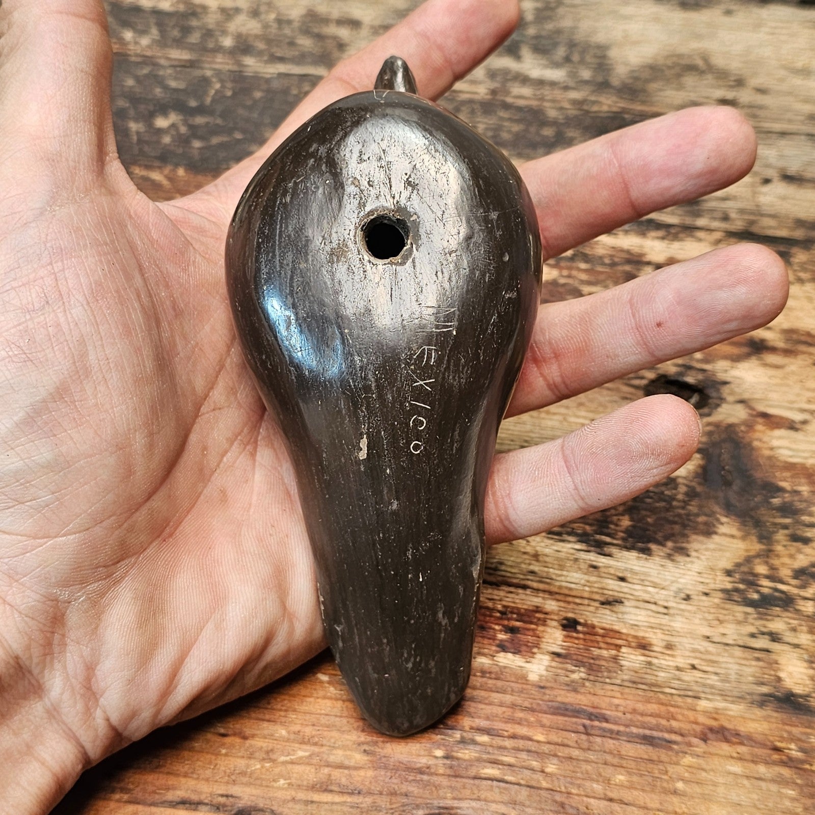 Delicate Tonalá Sgraffito Pottery Bird | Hand-Etched Mexican Folk Art 5.5"L