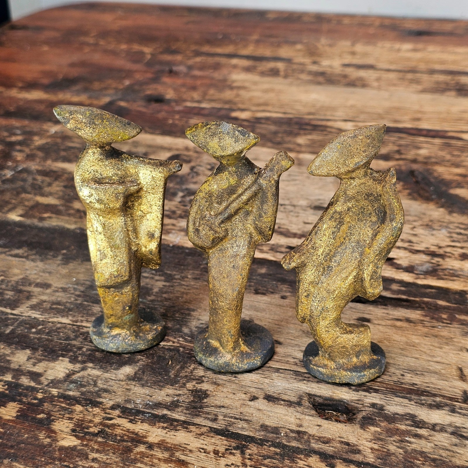 Set of 3 Vintage Japanese Modernist "Awa Odori" Dancer Sculptures