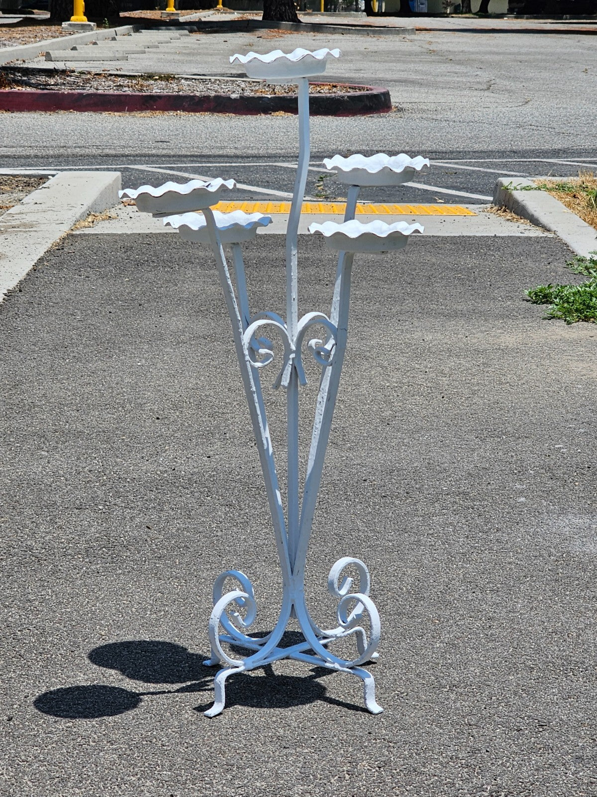 White Tree Tiered Metal Scroll Plant Stand 5 Pot Holders H 33"