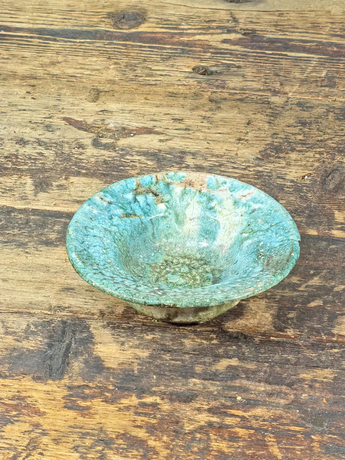 Vintage Green-Glazed Studio Pottery Small Bowl / Dish / Ashtray 5" Dia × 1.5" H