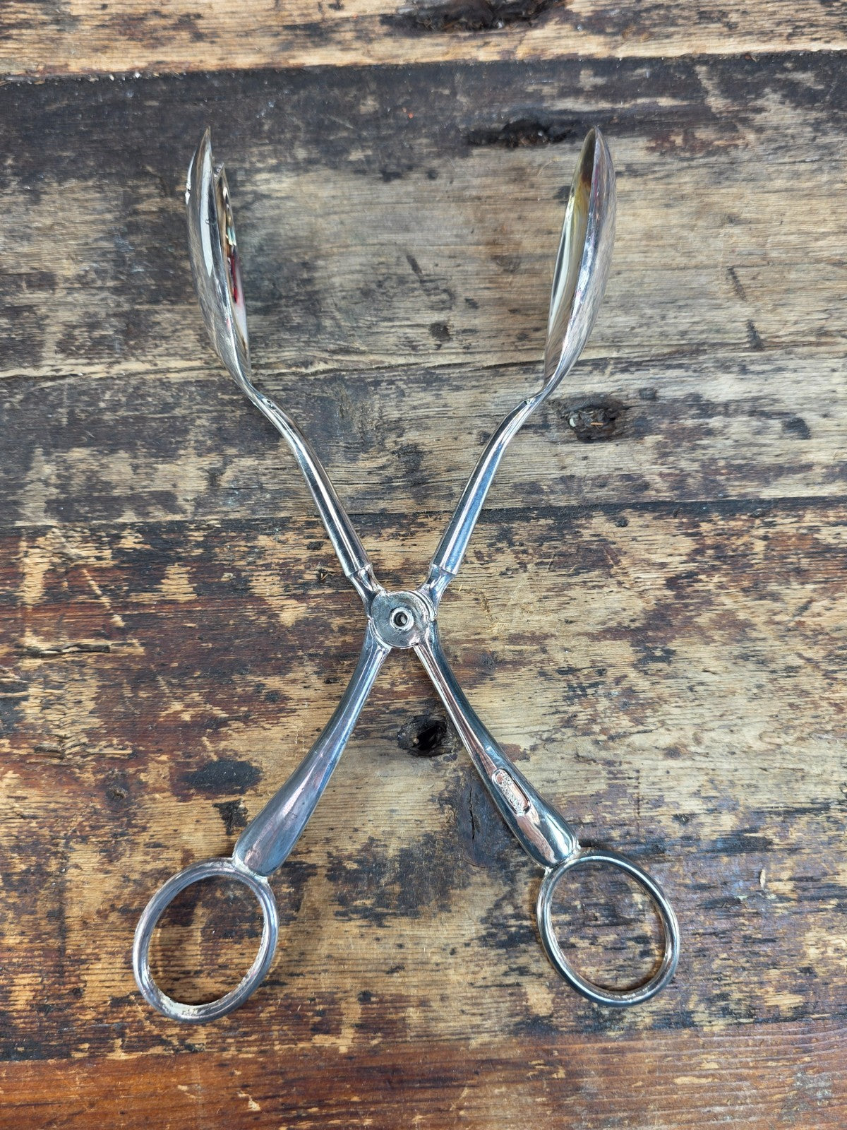 Vintage Italian Silver Plated Salad Serving Tongs 10" with Box Made in Italy