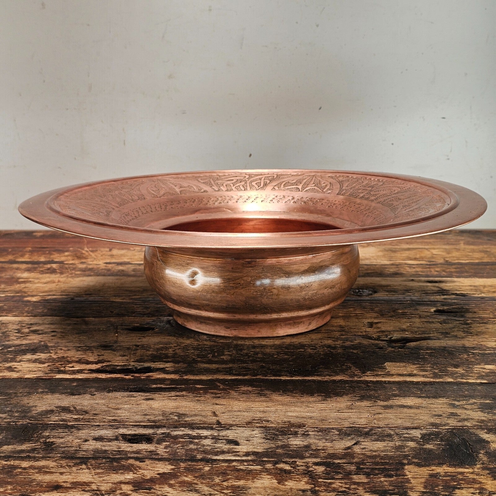 Antique Islamic Indo-Persian Copper Ablution Basin | Decorative Ritual Vessel