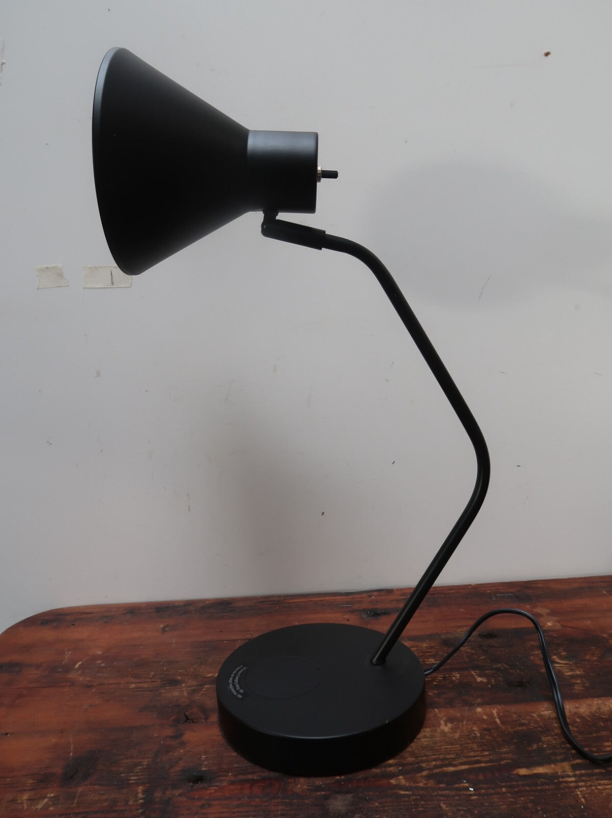 Black Task Lamp with Wireless and USB Charging Station