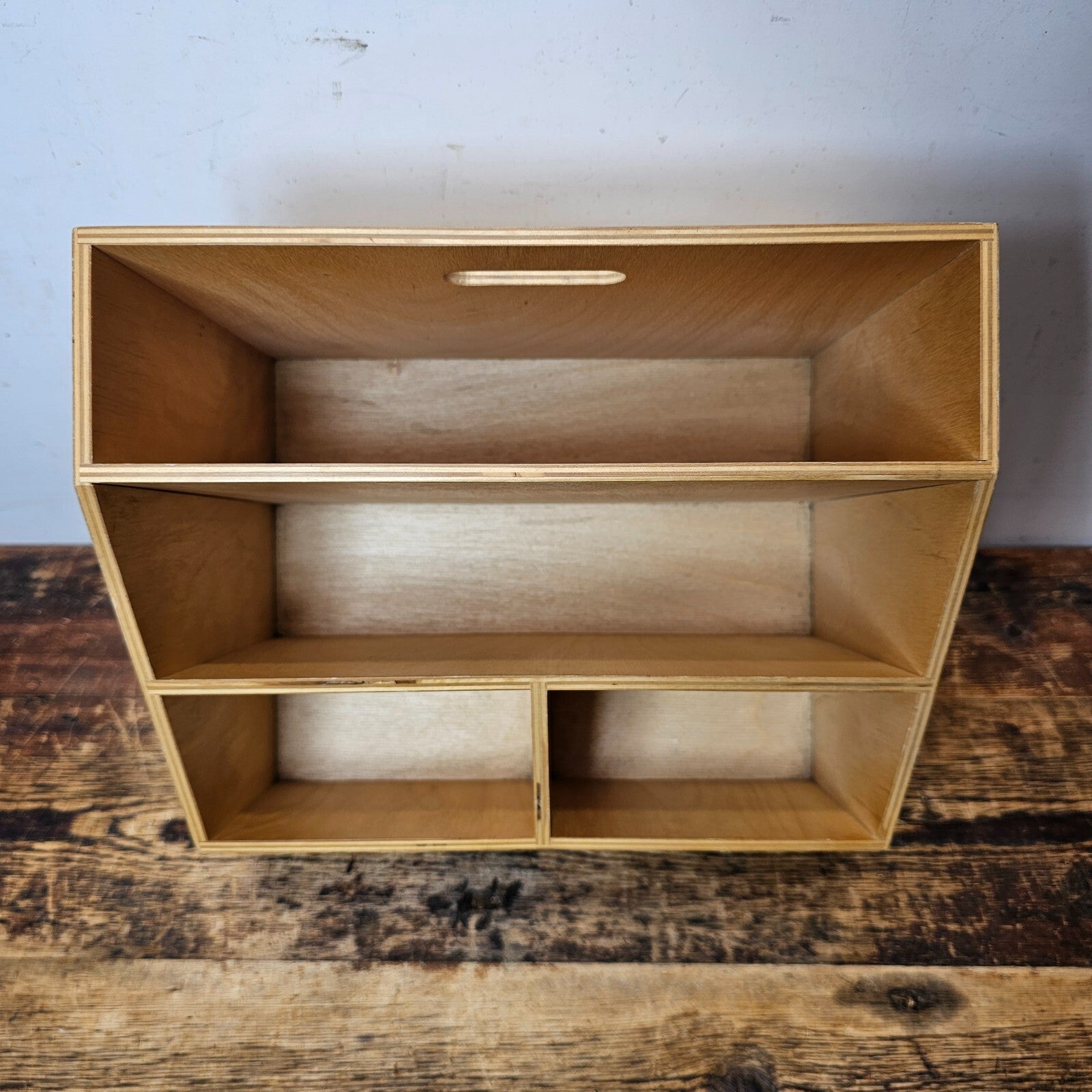 Slanted Front Wooden Desk Organizer 11"W x 8.75"D x 8"H