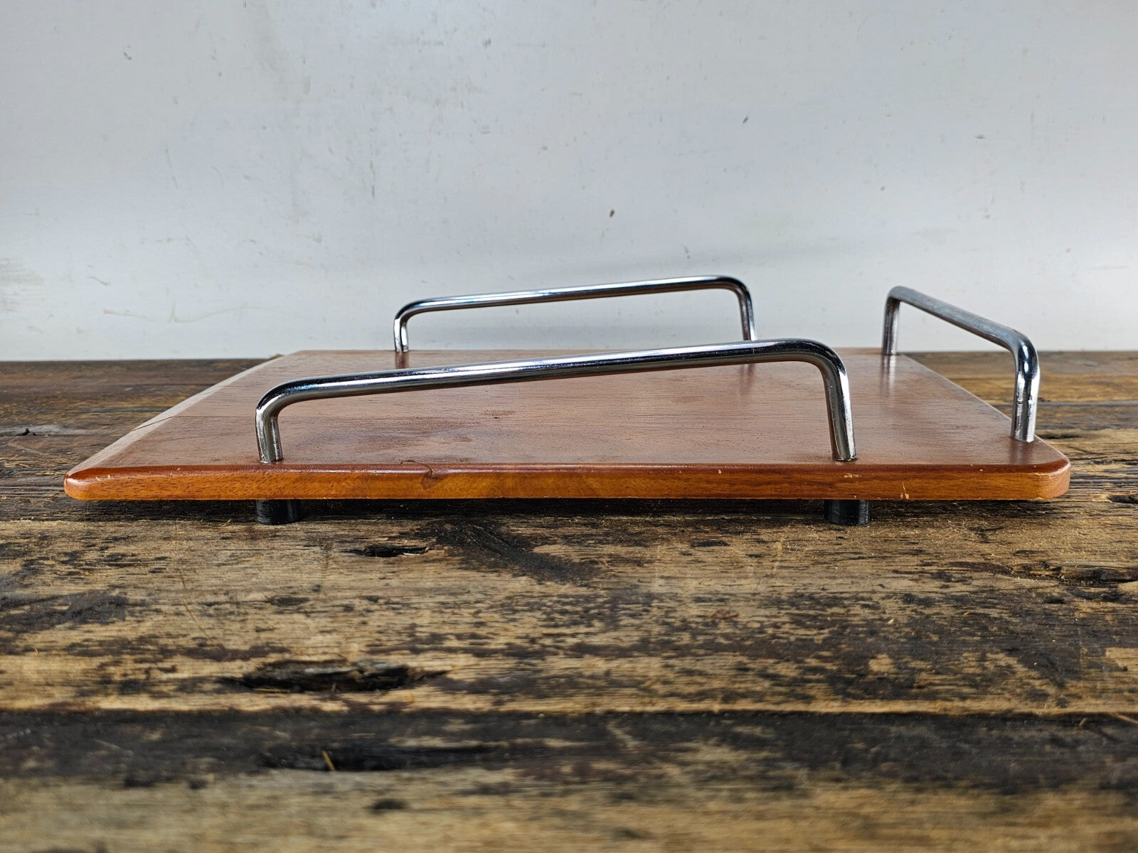 Danish Modern Style Teak Desktop Organizer Set with Chrome Handles