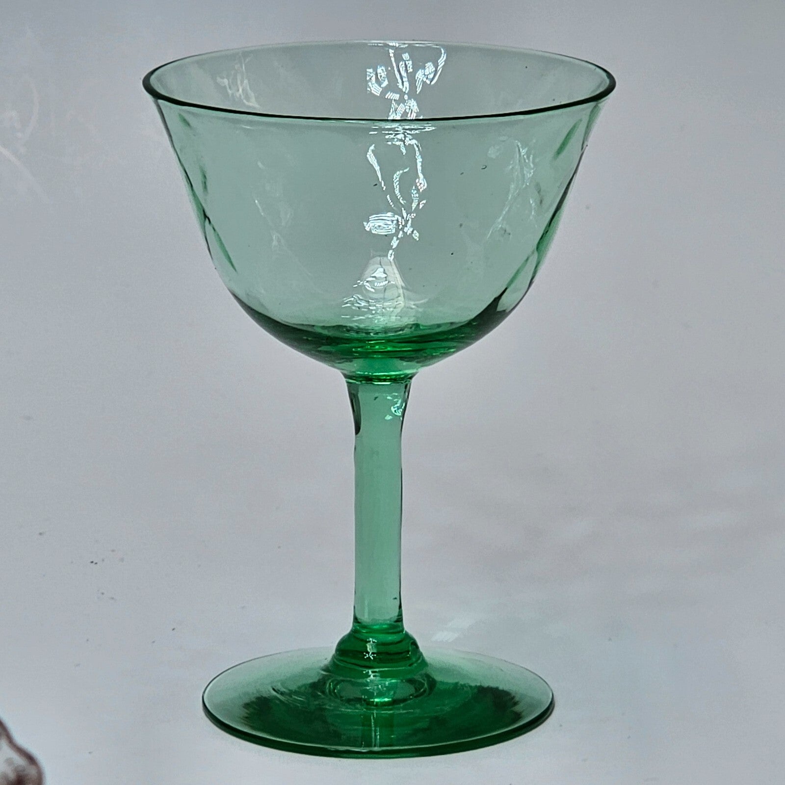 Vintage Green Glass Champagne Sherbet 4 1/8"