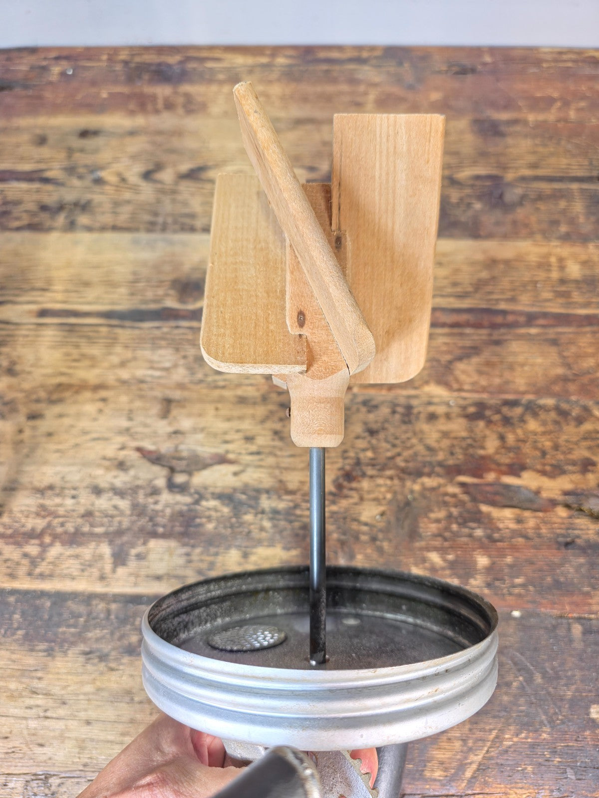 Vintage 4-Quart Glass Butter Churn with Hand-Crank Gear — FC Marked