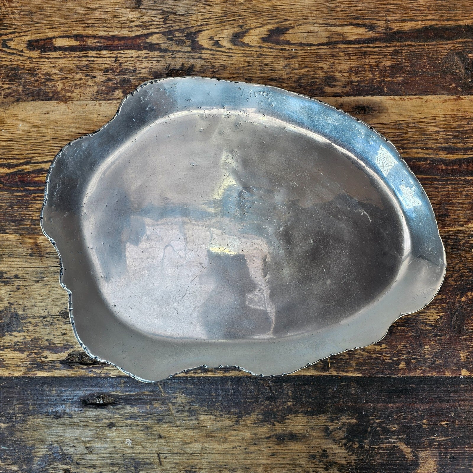 Aluminum Organic Form Decorative Tray 15"L × 11.5"W × 1"H