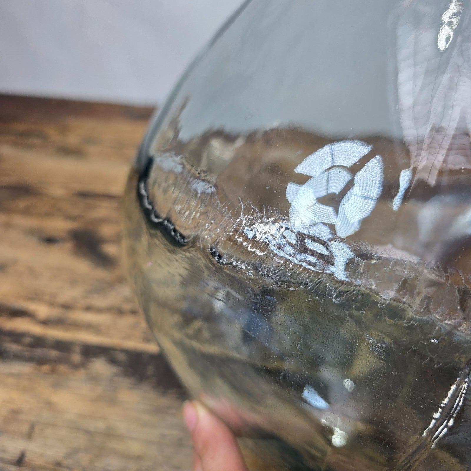 Clear Recycled Glass Vase Organic Style Made In Spain 12"Dia. x 12.5"H