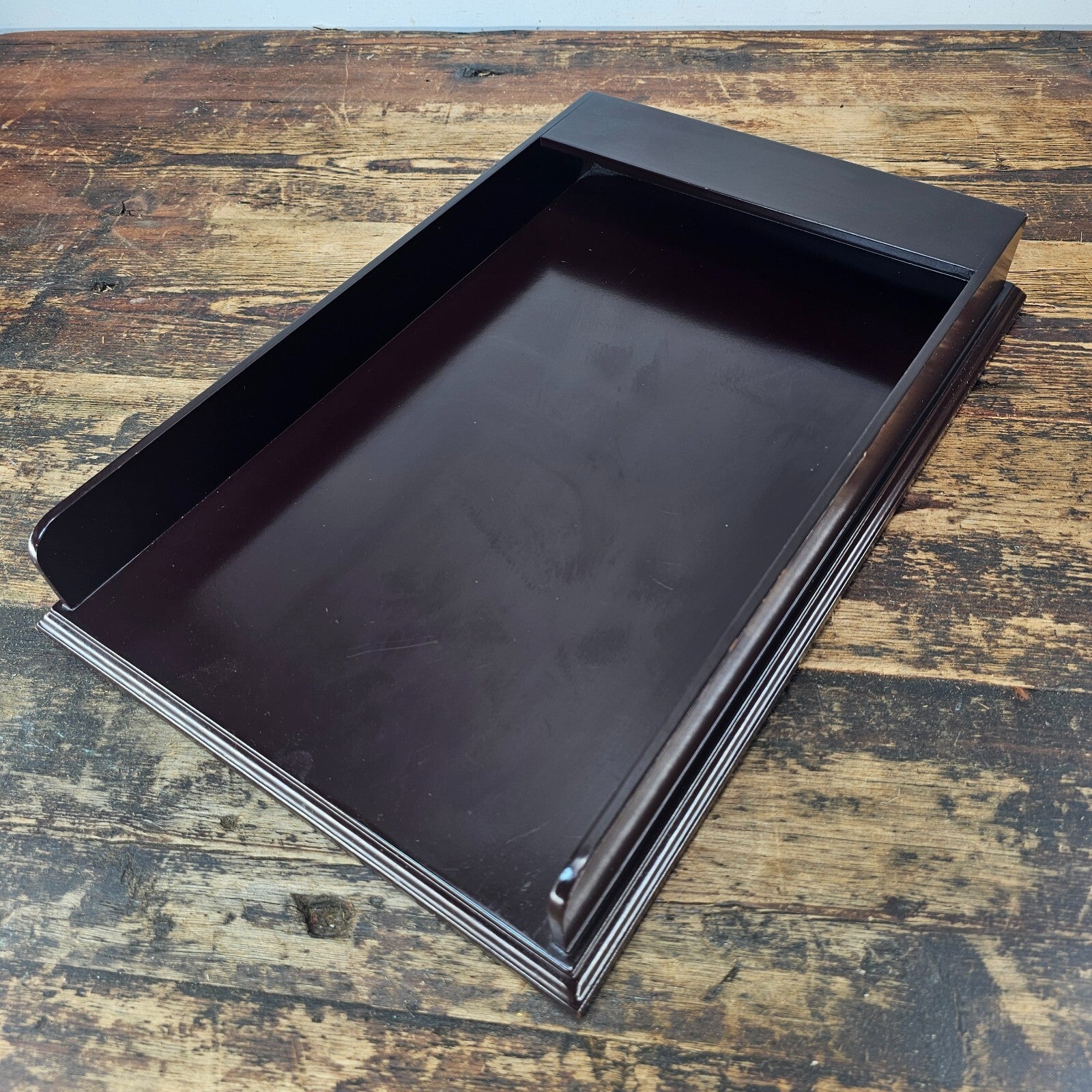 Premium Wooden Display Tray - Dark Mahogany Finish 15.75"L × 10.25"W × 2.25"H
