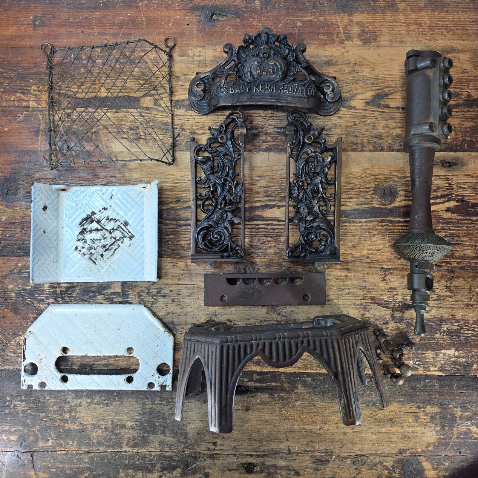 Antique Welsbach "Kern Radiator" Ornate Cast Iron Gas Heater (c.1895–1915)