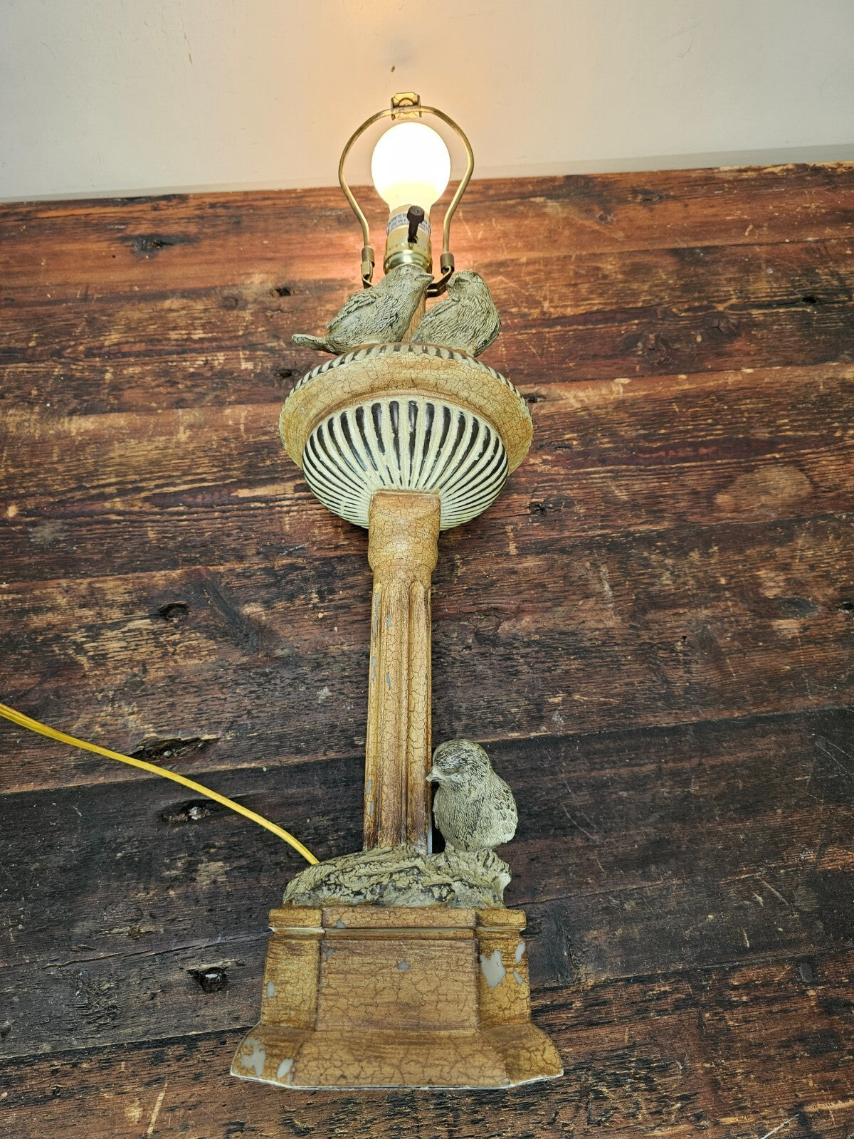 Birds Gathering Tall Lamp With Woven Twig Shade 28.5" H